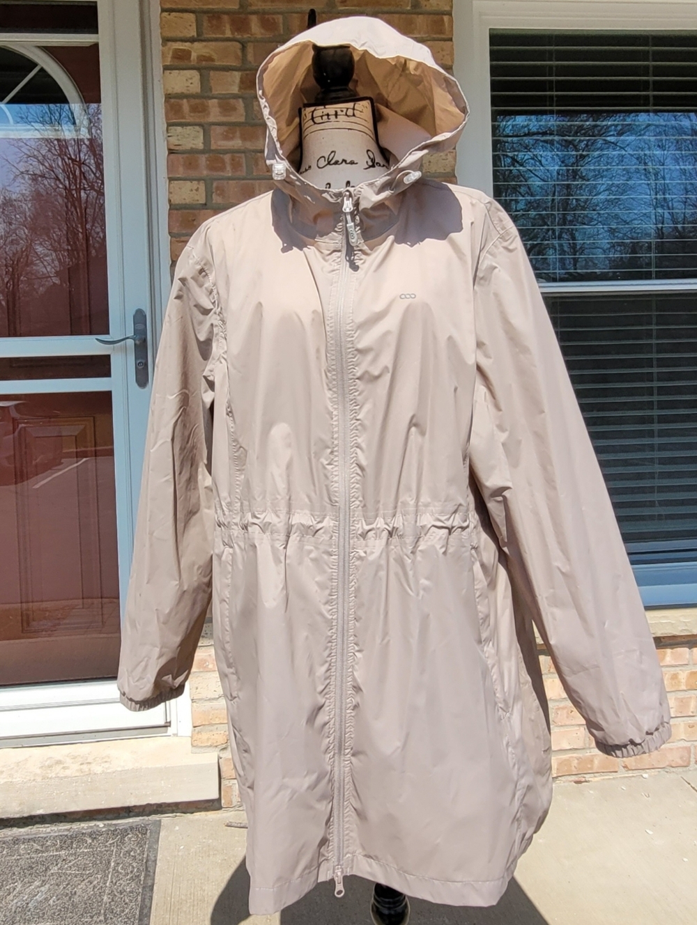 Light Taupe Women's Hooded Rain Jacket